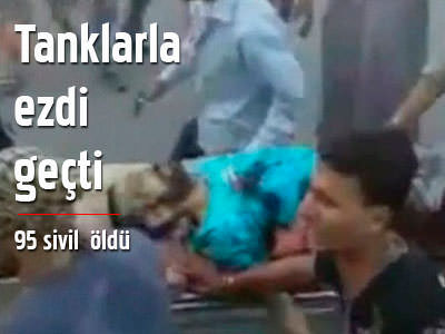 Esad tanklarla ezdi geçti