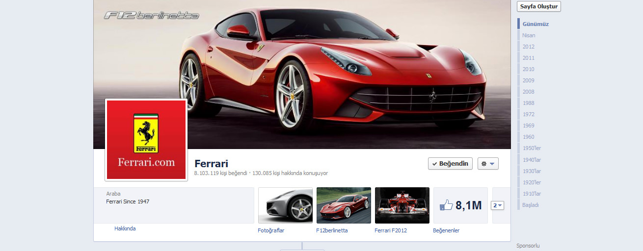Ferrari Facebook'ta da hızlı!
