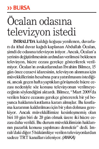 Öcalan 2009'da televizyon istemiş - 1