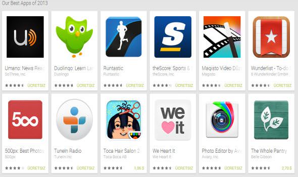 2013 yılının en iyi Android oyun ve uygulamaları seçildi