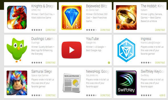 2013 yılının en iyi Android oyun ve uygulamaları seçildi