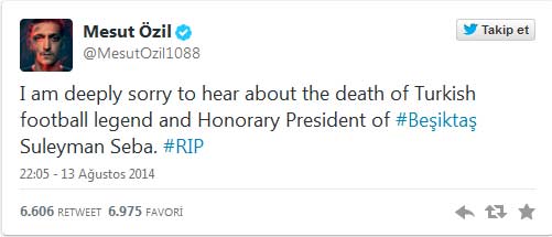 Mesut Özil’den Süleyman Seba için başsağlığı mesajı