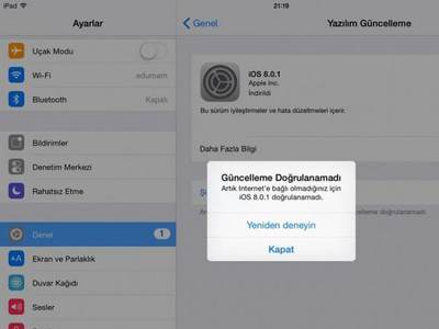 Apple, iOS 8'in yeni güncellemesini geri çekti