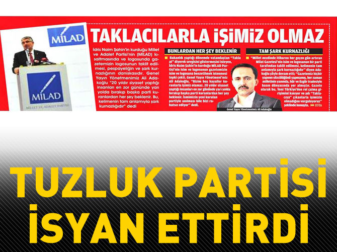 Tuzluk partisinin adı ve logosu Milat gazetesini isyan ettirdi