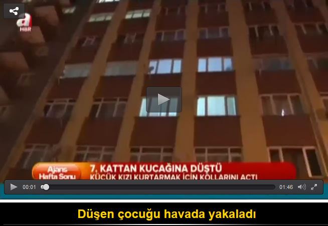 7. kattan düşen çocuğu havada yakaladı