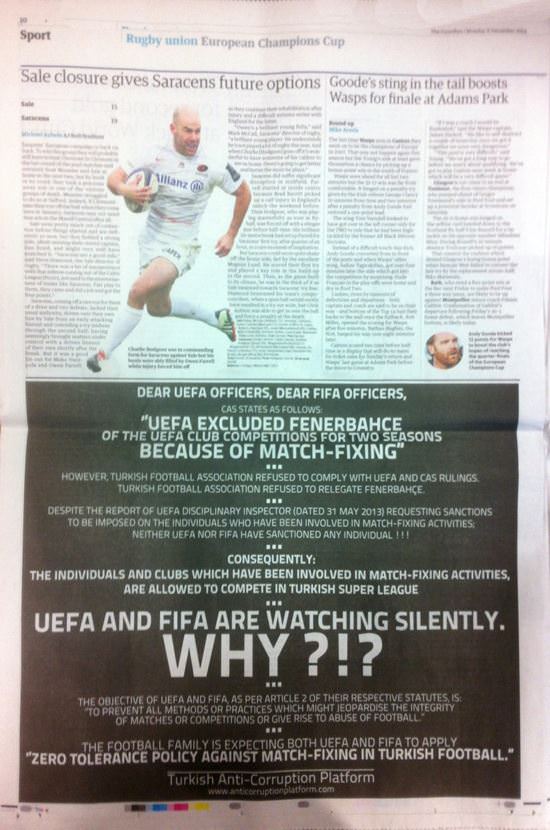 The Guardian'a şok Fenerbahçe ilanı! - 1