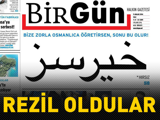 Birgün gazetesinin Osmanlıca manşeti elinde patladı