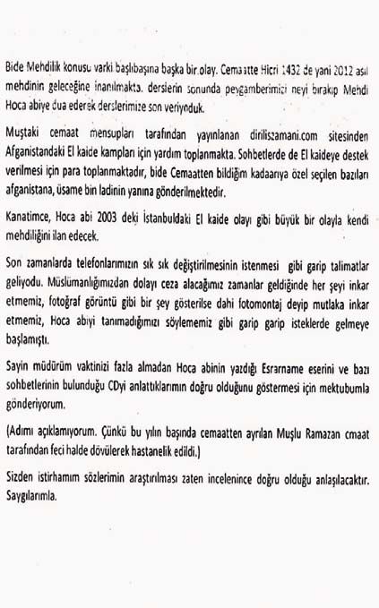 İşte kumpası başlatan mektup