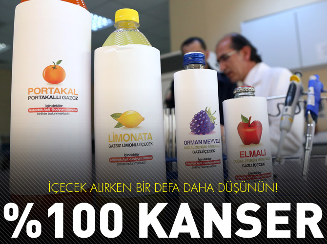 Meyve aromalı gazoz ve sodalarda % 100 kanser tehlikesi!