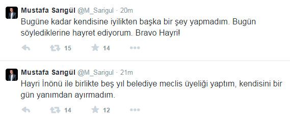 Sarıgül, İnönü’ye Twitter’dan yanıt verdi