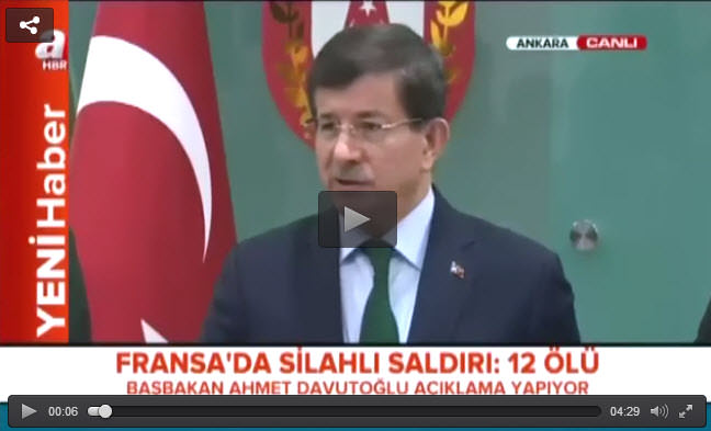 Davutoğlu’ndan Paris’teki saldırıya ilk tepki!