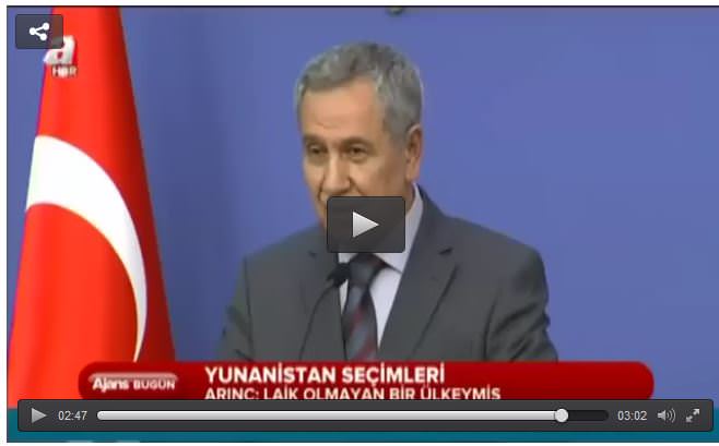 Arınç: Demek ki Yunanistan laik değilmiş!