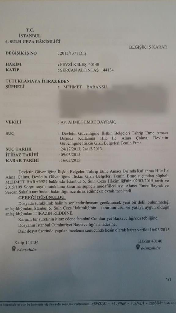 Mahkeme Mehmet Baransu kararını verdi - 1