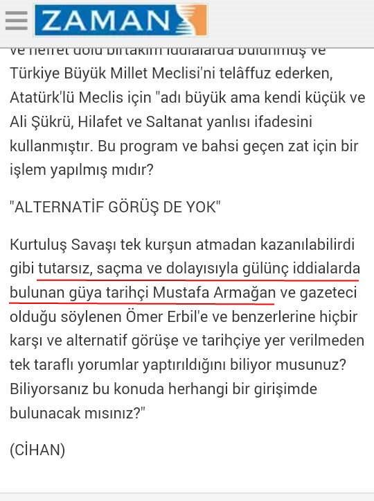 Zaman gazetesi kendi yazarı Mustafa Armağan’a da hakaret etti