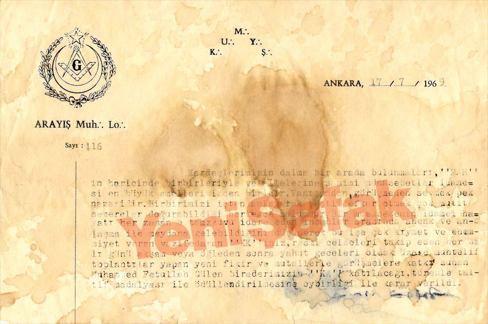 İşte Fethullah Gülen’in Masonluk belgeleri