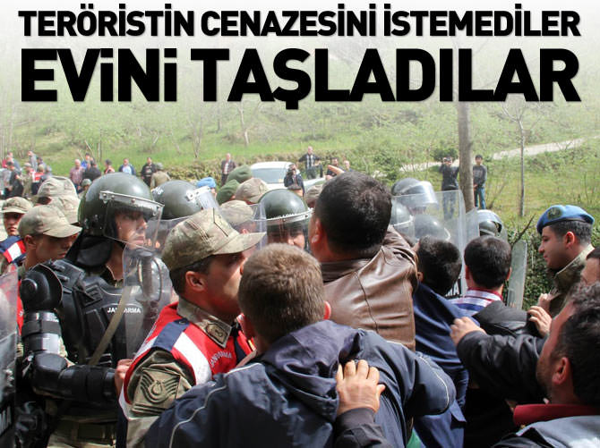 Köylüler teröristin cenazesini istemedi