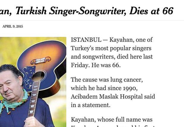 Ünlü şarkıcı Kayahan New York Times'ta!