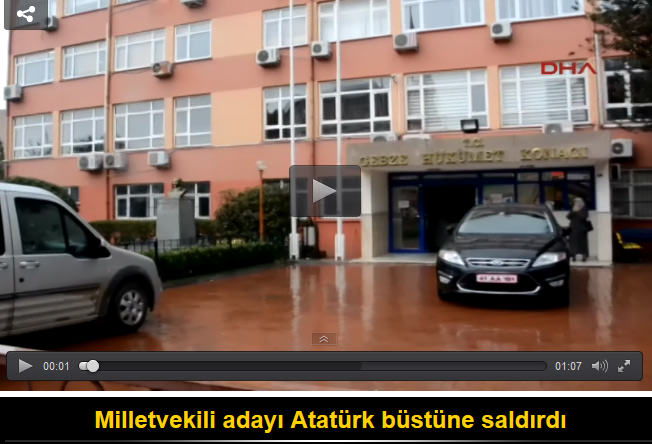 Milletvekili adayı Atatürk büstüne saldırdı