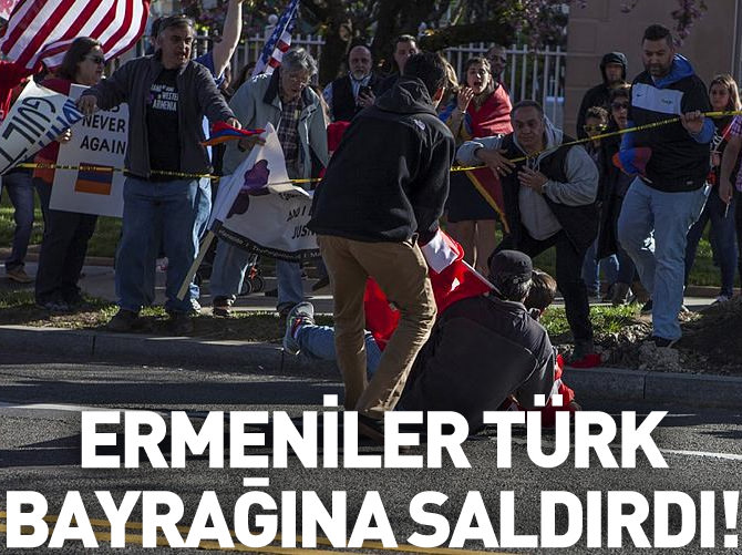 Ermeniler Türk bayrağına saldırdı!