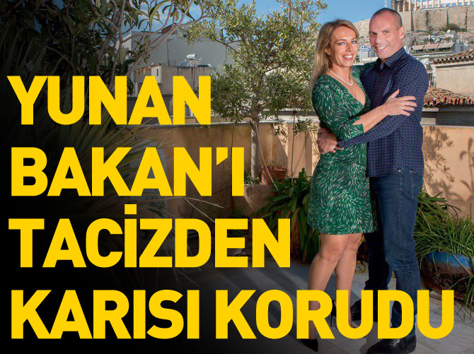Taciz edilen Yunan Bakan'ı karısı korudu