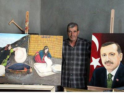 Erdoğan sevgisini tuvale taşıdı