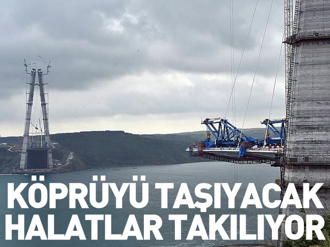3. köprüde askı halatlar monte ediliyor