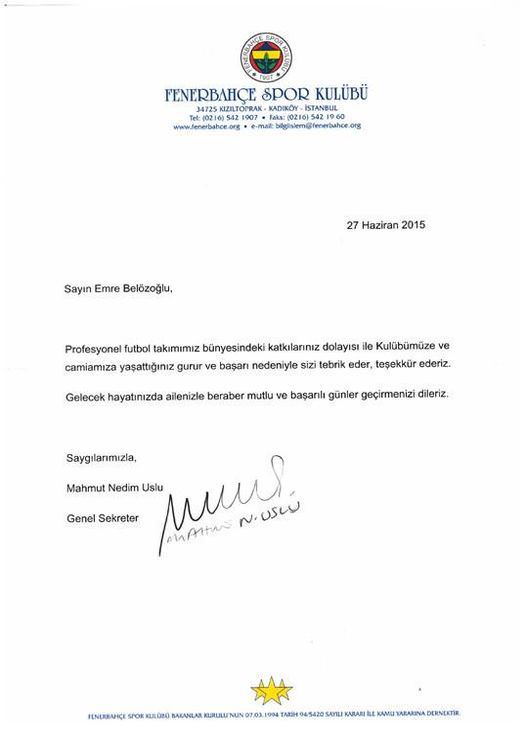 Fenerbahçe, Emre Belözoğlu ile yollarını ayırdı
