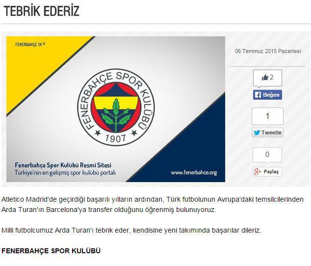 G.Saray ve F.Bahçe'den Arda'ya tebrik! - 2