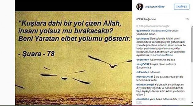 Arda'nın Instagram'dan paylaştığı ayet - 1