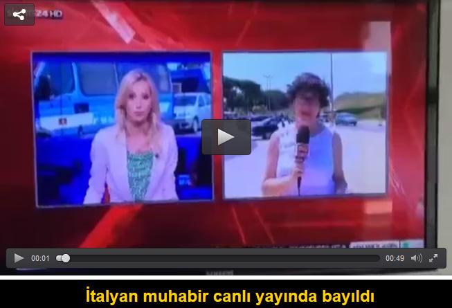 Aşırı sıcağa dayanamayan İtalyan muhabir, canlı yayında bayıldı