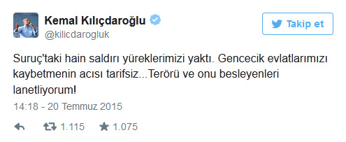 Kılıçdaroğlu Suruç’taki hain saldırıyı kınadı