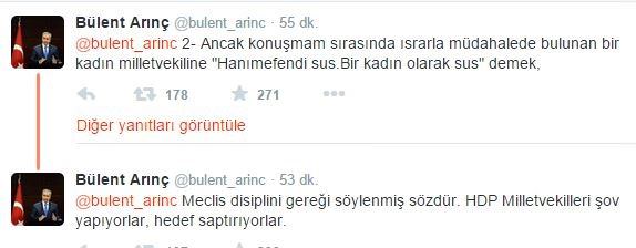 Arınç tepkilere yanıt verdi