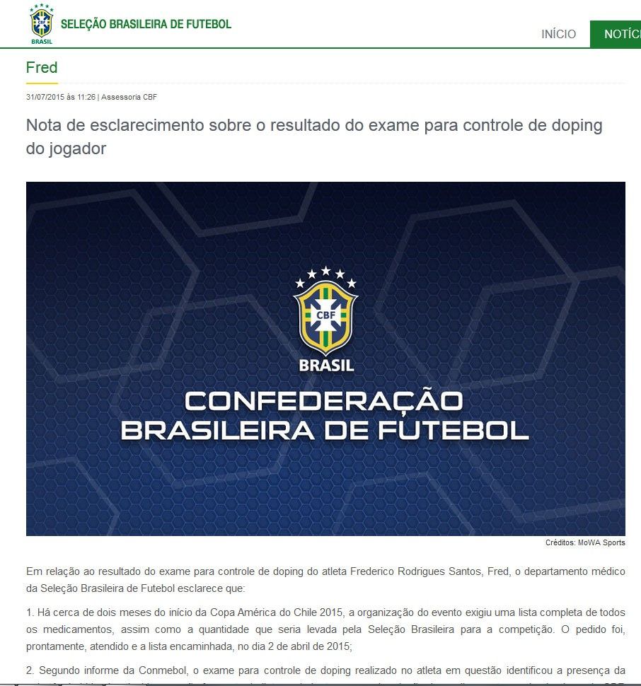 Brezilya Federasyonu’ndan Fred açıklaması