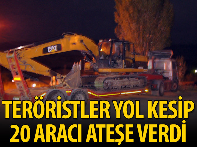 Kars'ta teröristler yol kesip araçları ateşe verdi