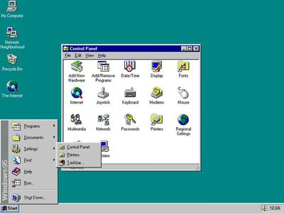 Windows başlangıç menüsünün görsel tarihi