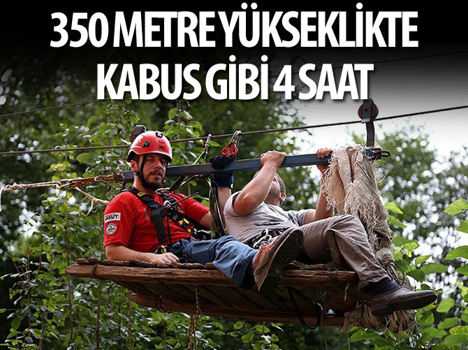 Teleferikte 350 metrede 4 saat mahsur kaldı