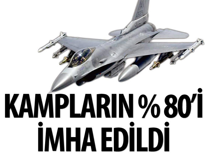 Kampların yüzde 80'i imha edildi