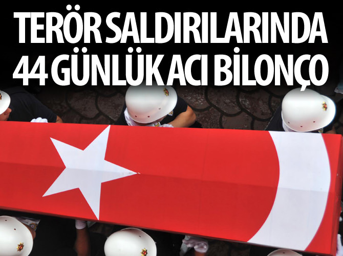 Terör saldırılarında 44 günlük acı bilanço