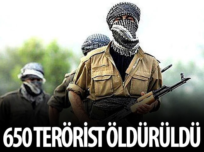 Toplam 650 terörist öldürüldü