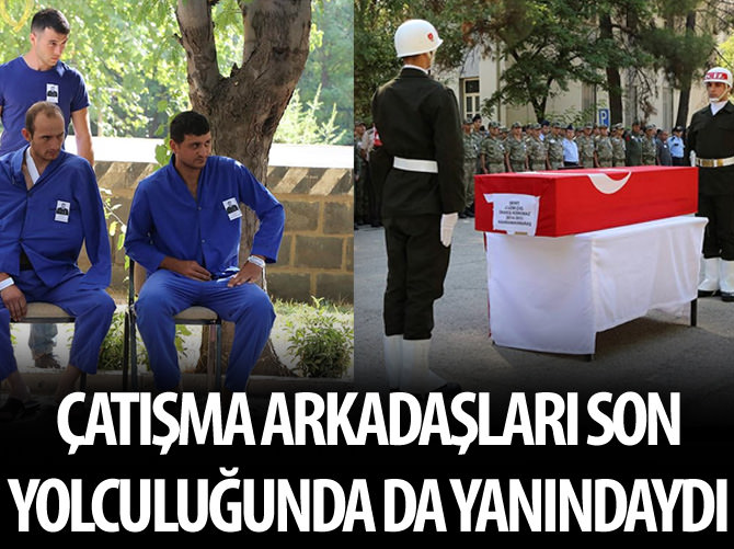 Şehidi, aynı çatışmada yaralanan arkadaşları uğurladı
