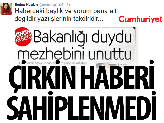 Cumhuriyet'in 'mezhepçi' haberi elinde patladı