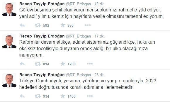 Cumhurbaşkanı Erdoğan’dan adli yıl mesajı