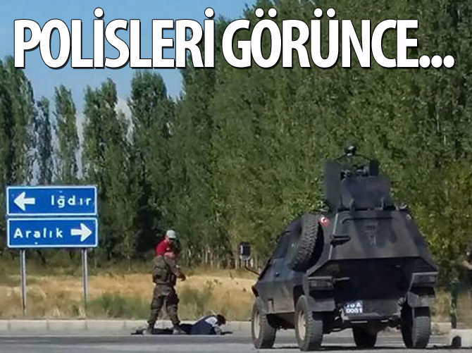 Polisleri görünce...