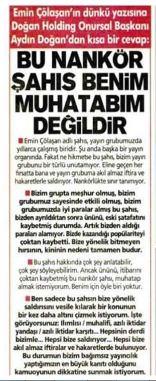 Emin Çölaşan ve Aydın Doğan birbirine girdi - 1