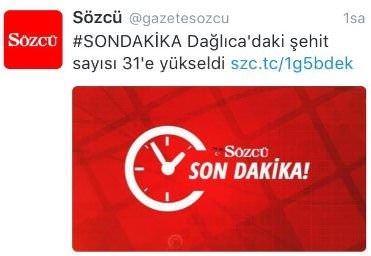 Sözcü PKK’nın ajansını kaynak gösterdi