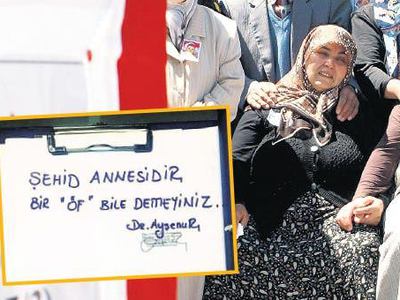 Şehit annesidir, bir ‘öf’ bile demeyiniz