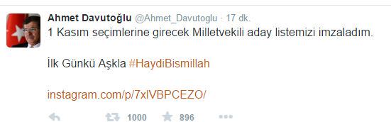 Başbakan Ahmet Davutoğlu Instagram’dan bu fotoğrafı paylaştı