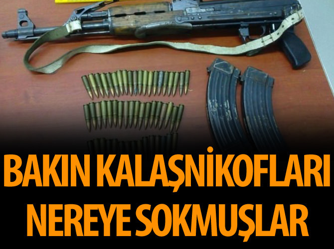 Otomobilin motor bölümünden 2 kalaşnikof çıktı