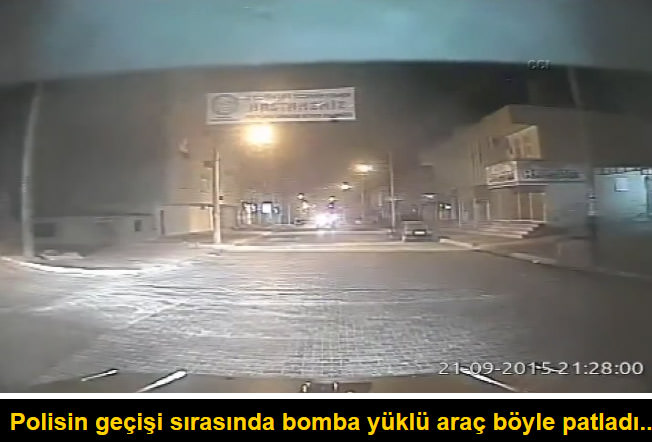 Polisin geçişi sırasında bomba yüklü araç böyle patladı...