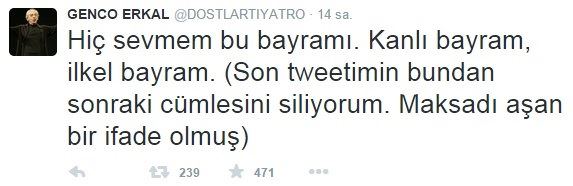 Genco Erkal çark etti, o mesajı tekrar yayınladı - 1